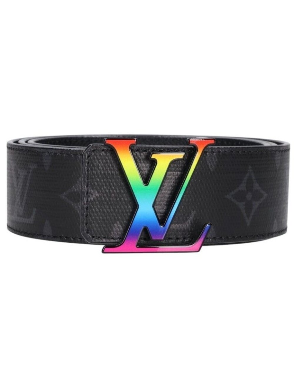 Louis Vuitton Ceinture Rainbow Monogram Buckle Leather Belt 95